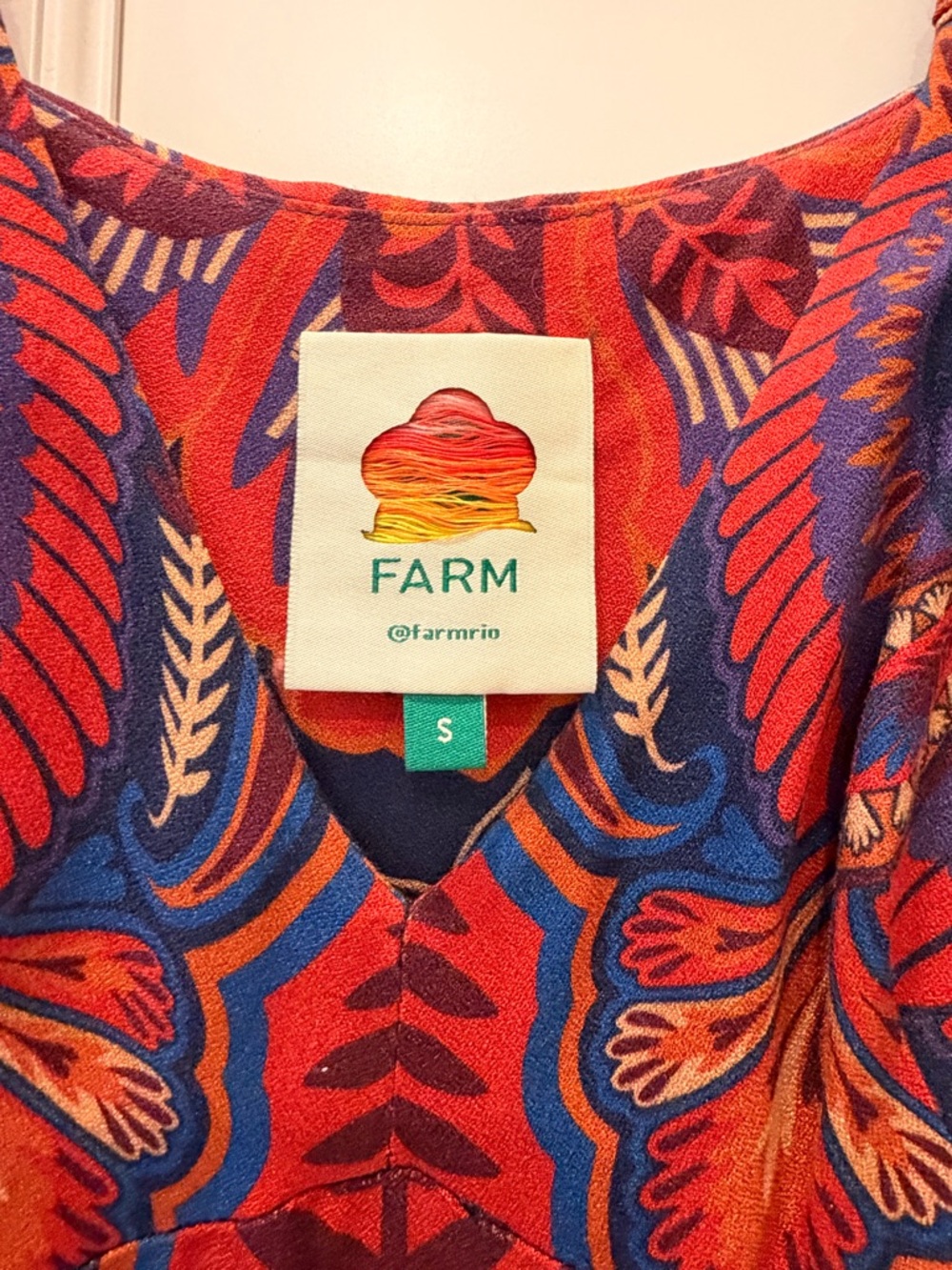 FARM Rio Navy and Red Paisley Puff-Sleeve Maxi Dress - Picture 3 of 5